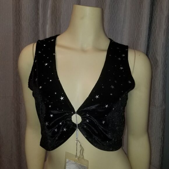 Women V Neck Buckle Strap Cami Crop  Top xl new with tags - Picture 4 of 10